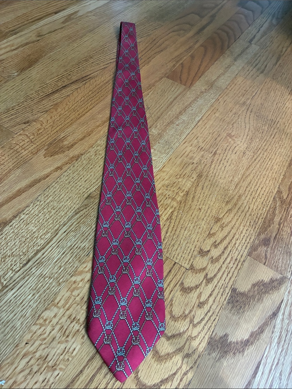 Polo by Ralph Lauren Red Geometric Lattice Silk Tie